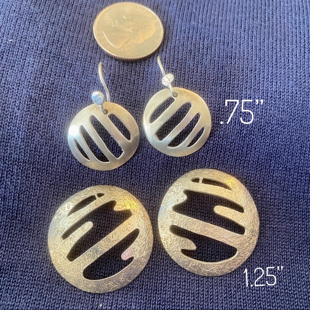 Versatile Sterling Silver Two-Disk Earrings - image 4